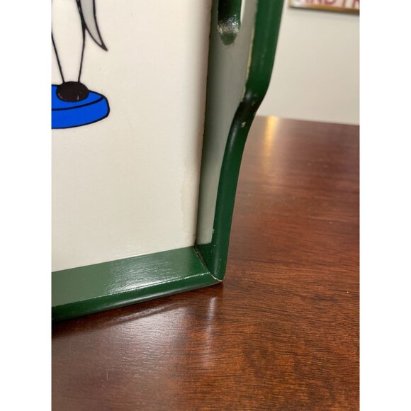 Vintage Nutcracker Themed Serving Tray With Green Wooden Frame & Handles - Picture 5 of 7